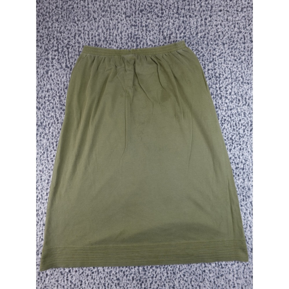 Peruvian Connection Womens Large Olive Pima Cotton Midi Skirt Elastic Waist
